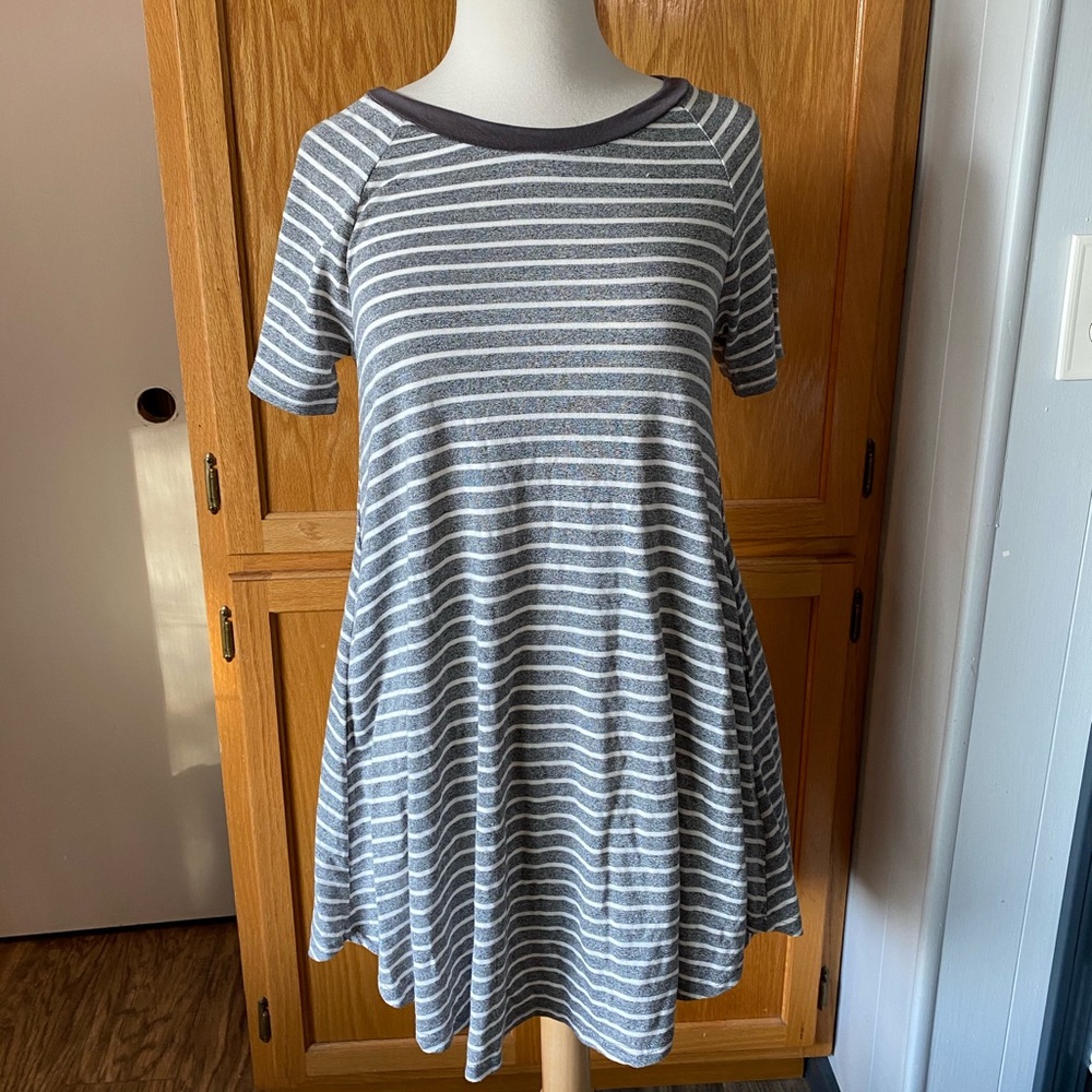 Grey Stripped Dress with pockets